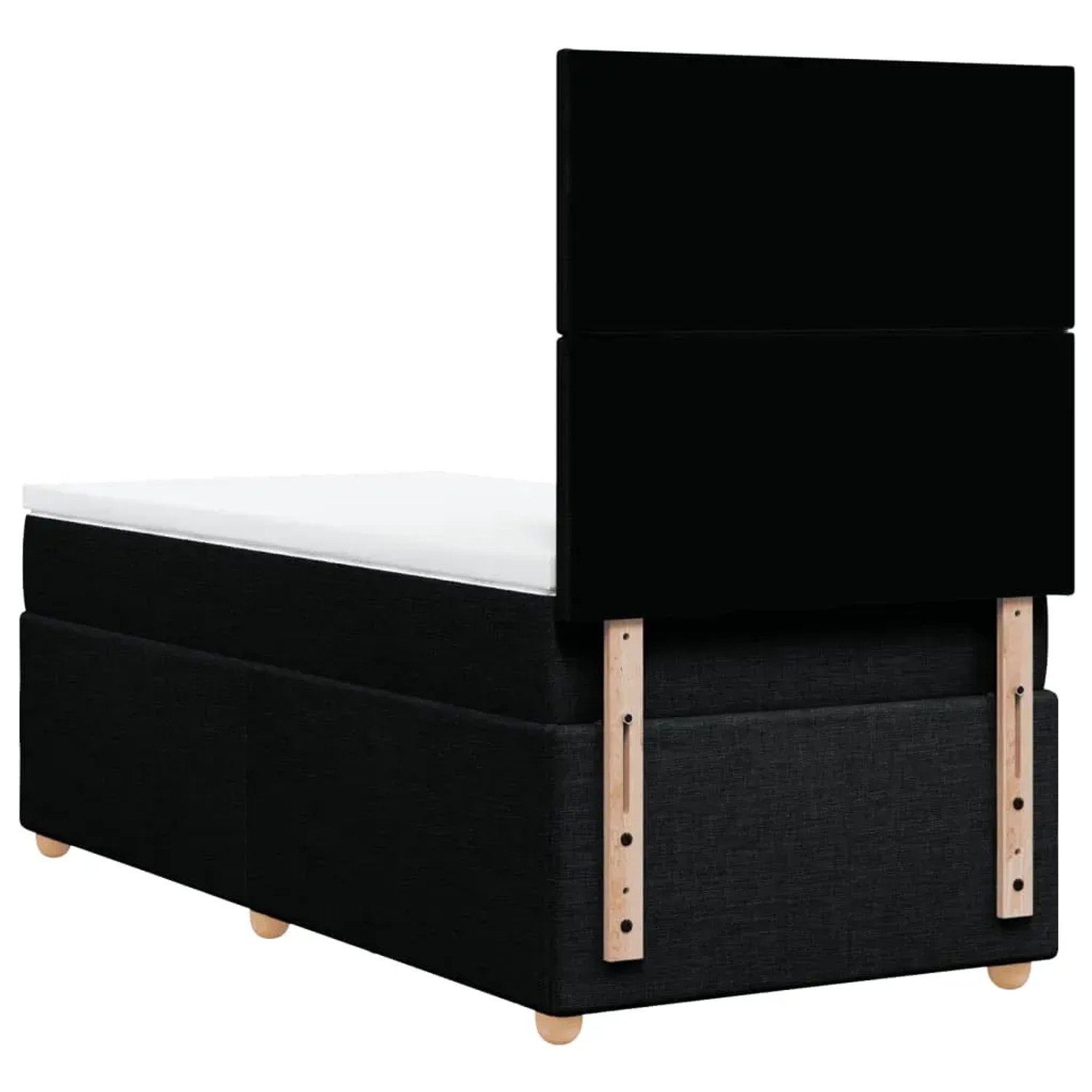 Schwarzes vidaXL Boxspringbett 80x200 cm mit Matratze und Kopfteil.