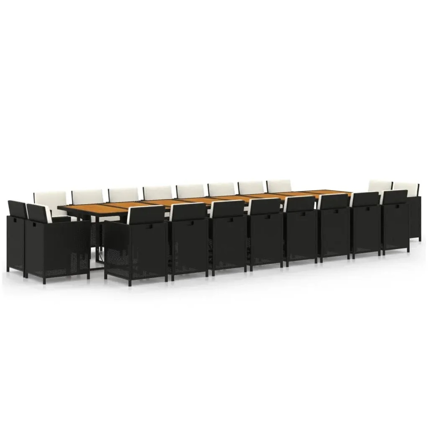 vidaXL 21-Tlg Garten-Essgruppe mit Kissen Schwarz Poly Rattan 3095682