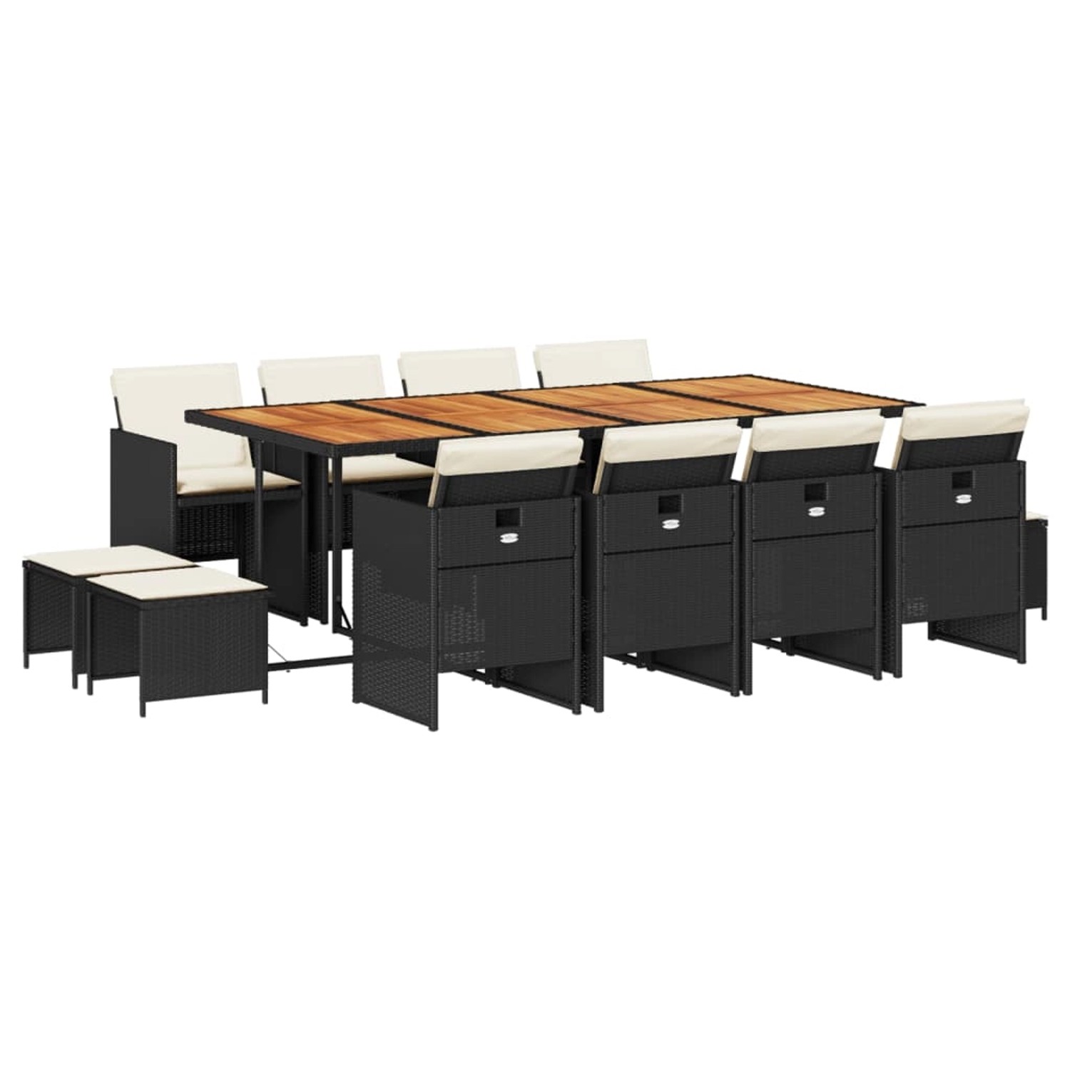vidaXL 13-Tlg Garten-Essgruppe mit Kissen Schwarz Poly Rattan 3210627 günstig online kaufen
