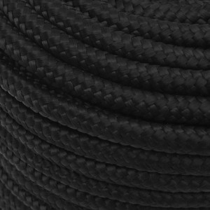 Schwarzes Bootsseil, 14 mm dick, 50 m lang, aus Polypropylen. Ideal für Segelboote und Yachten.