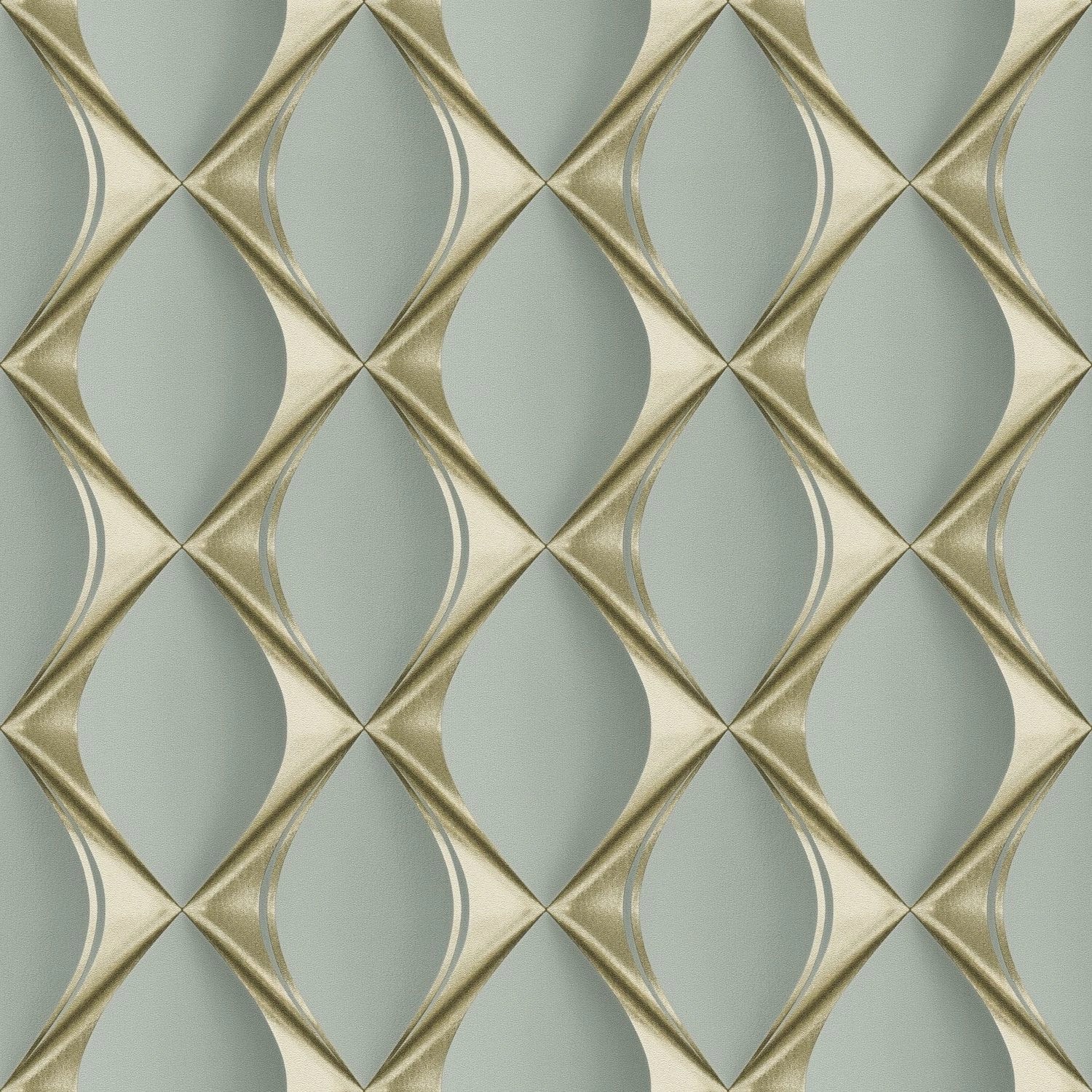 PROFHOME 386913-GU 3D Tapete Grafisch Matt Grün Gold minz-Grün 0,53 m x 10, günstig online kaufen