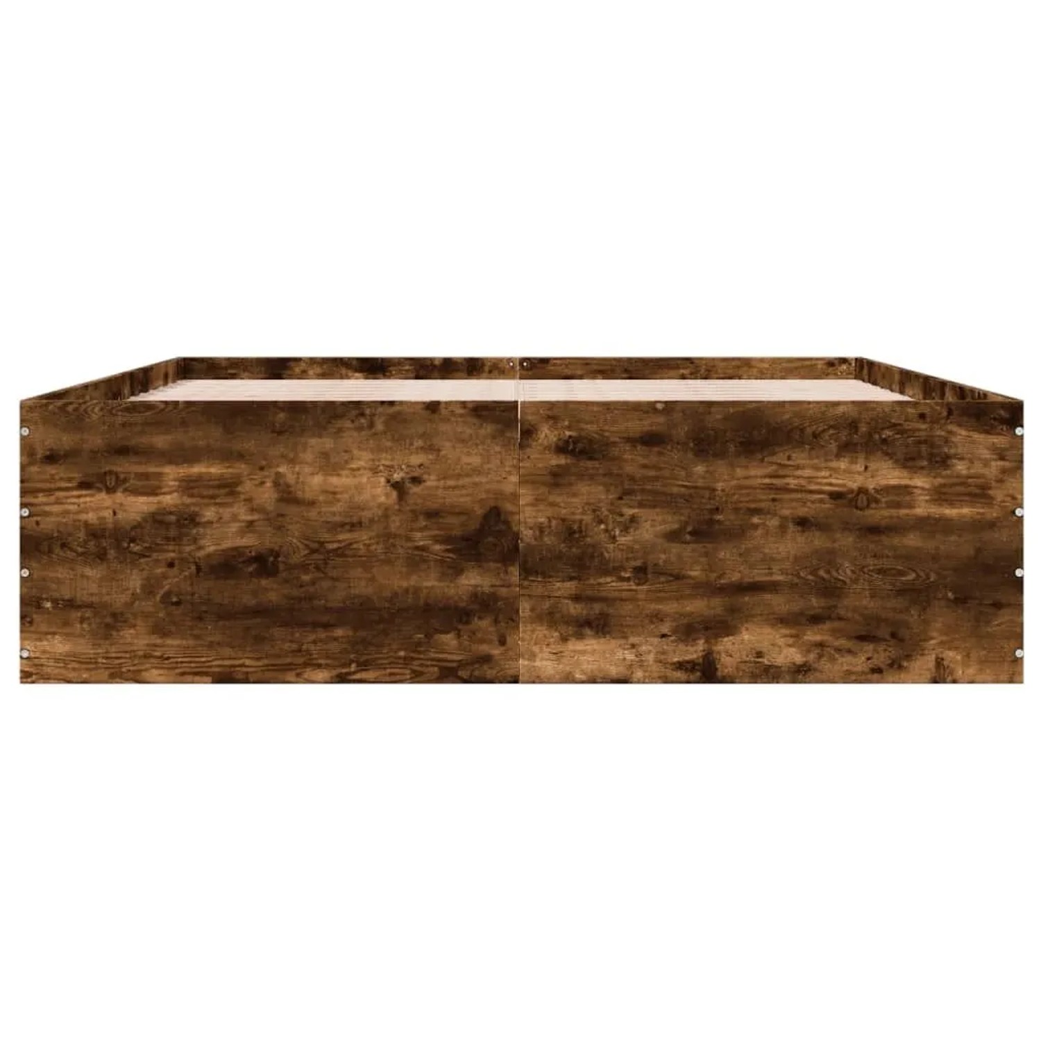 vidaXL Bettgestell 150x200 cm in Räuchereiche. Dunkelbrauner Holzwerkstoff mit Holzmaserung. Modernes Bett.