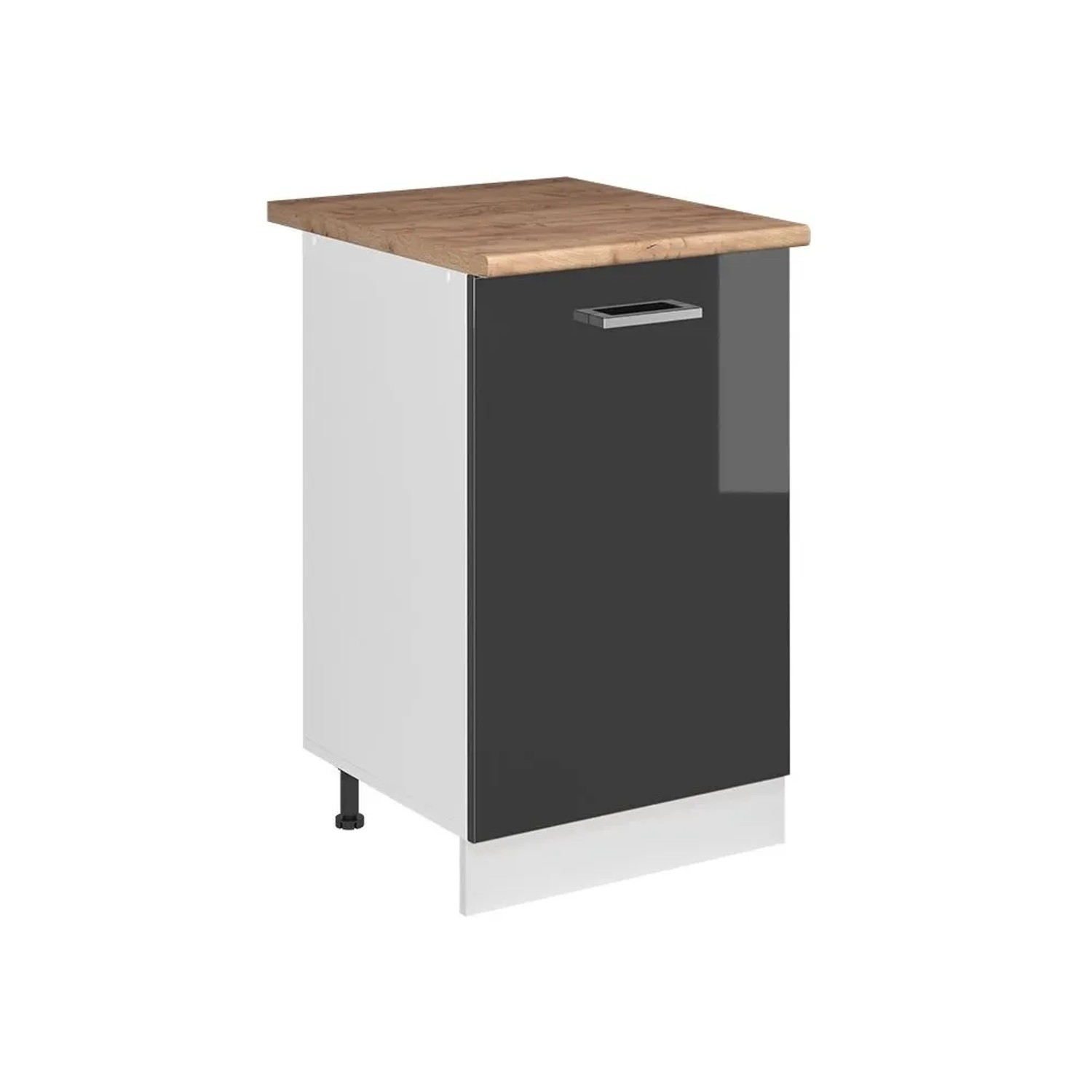 Vicco Küchenunterschrank R-Line Anthrazit Hochglanz/Weiß 50 x 82 Arbeitsplatte Goldkraft Eiche Art Nr 70061