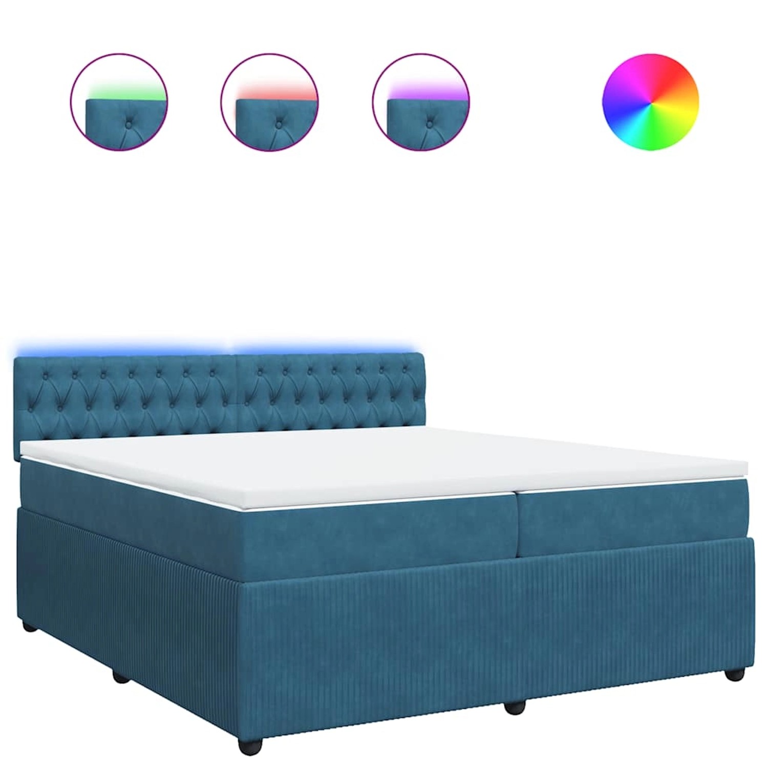 vidaXL Boxspringbett mit Matratze Blau 200x200 cm Samt 3290140 günstig online kaufen