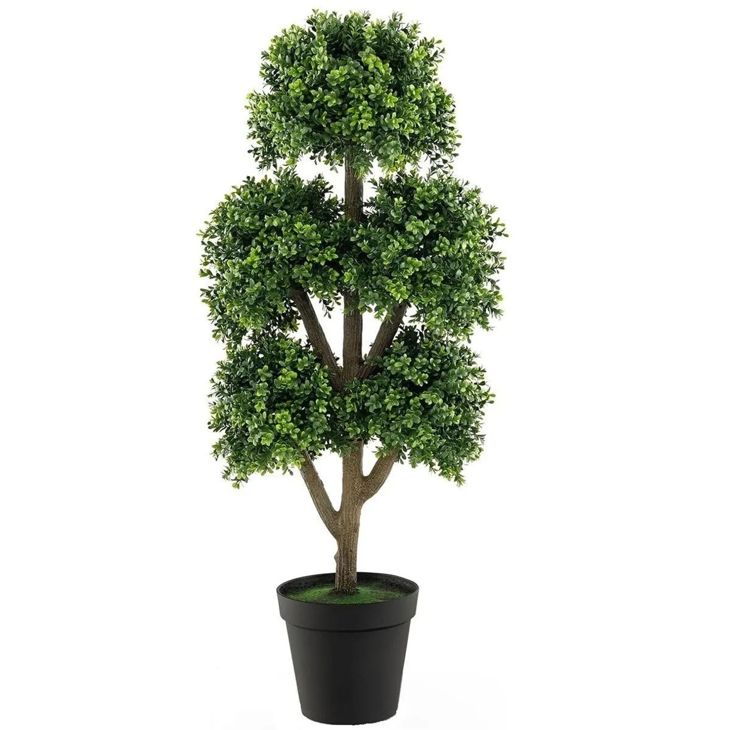 Costway Künstlicher Buchsbaum mit 5 Kugeln für Garten Grün 115 cm günstig online kaufen