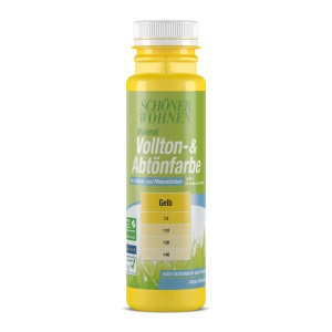 Schöner Wohnen Mineral Abtönfarbe Gelb, matte Volltonfarbe im 250ml Behälter.