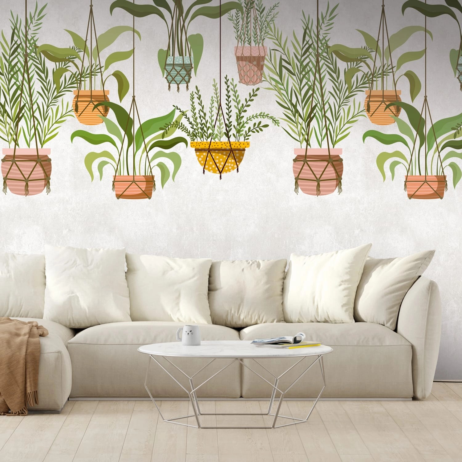 PROFHOME 382661-GU Fototapete Floral Matt Grün Rosa Gelb 1,59 m x 2,8 m 0,5 günstig online kaufen