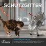 TroniTechnik Bodenventilator Windmaschine mit Katze. Silberner Ventilator mit Schutzgitter.