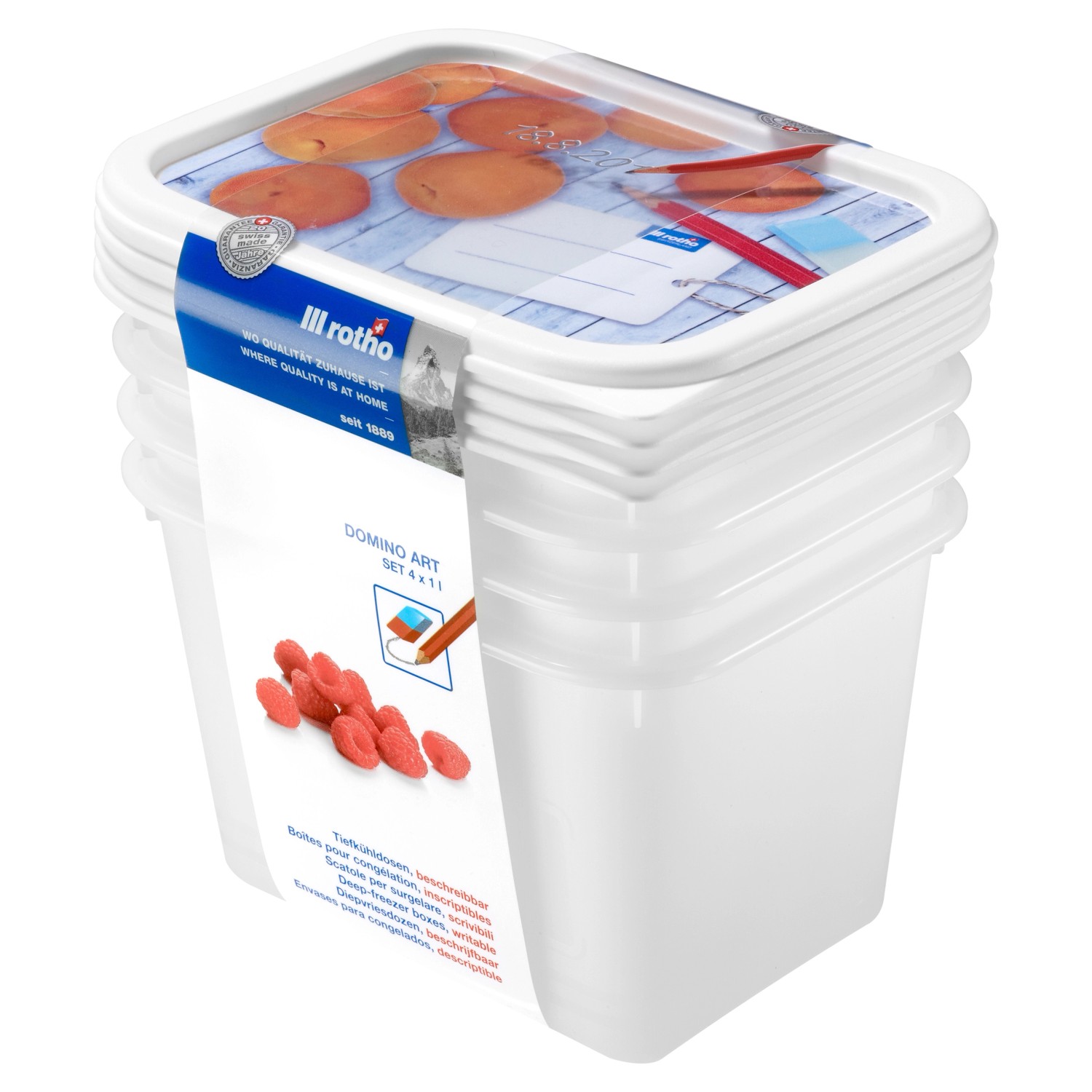 Rotho Gefrierdose-Set Domino 1, Weiß 4-teilig