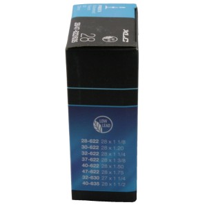 XLC Fahrradschlauch VT-S28 Verpackung, 27/28 Zoll, SV 33 mm Ventil, mit 'Low Lead' Kennzeichnung.