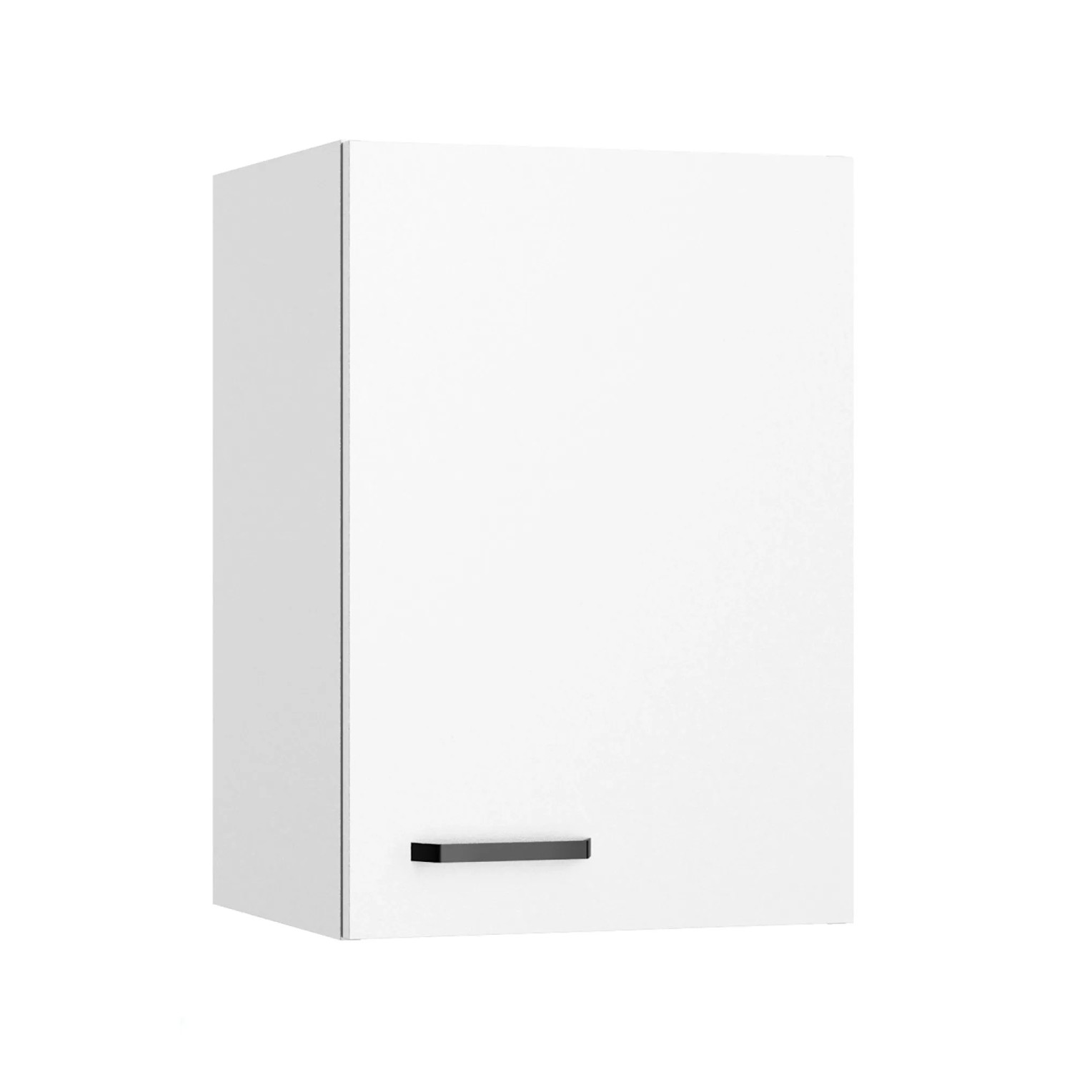 Weißer OPTIFIT Küchen-Hängeschrank Bonn214, 40 cm breit, mit satingrauem Griff.