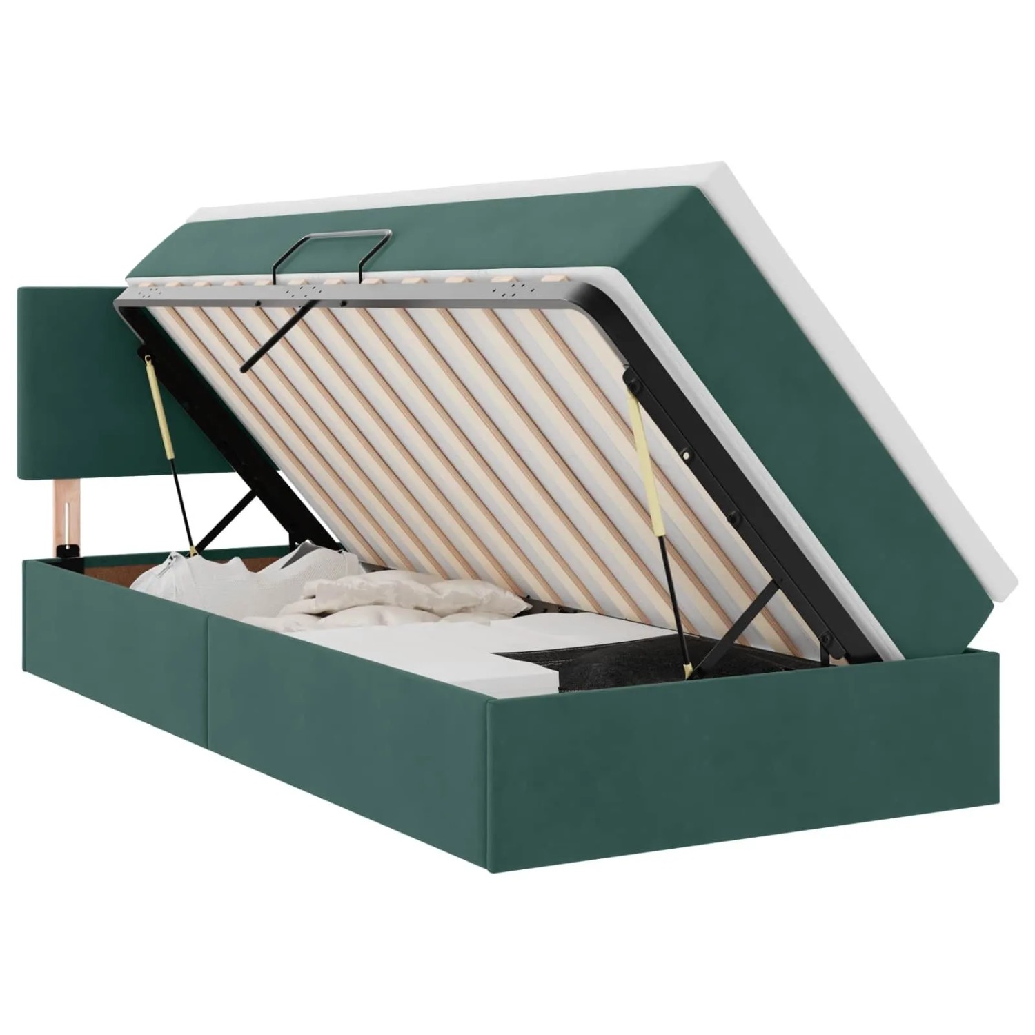 vidaXL Bett mit Stauraum und LED Dunkelgrün 100 x 200 cm Samt 3371316