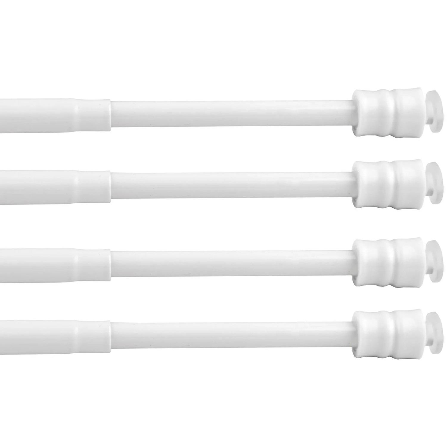 4er-Pack weiße Bestlivings Klemmstangen mit Schraubtechnik, 40-60 cm, für Gardinen.
