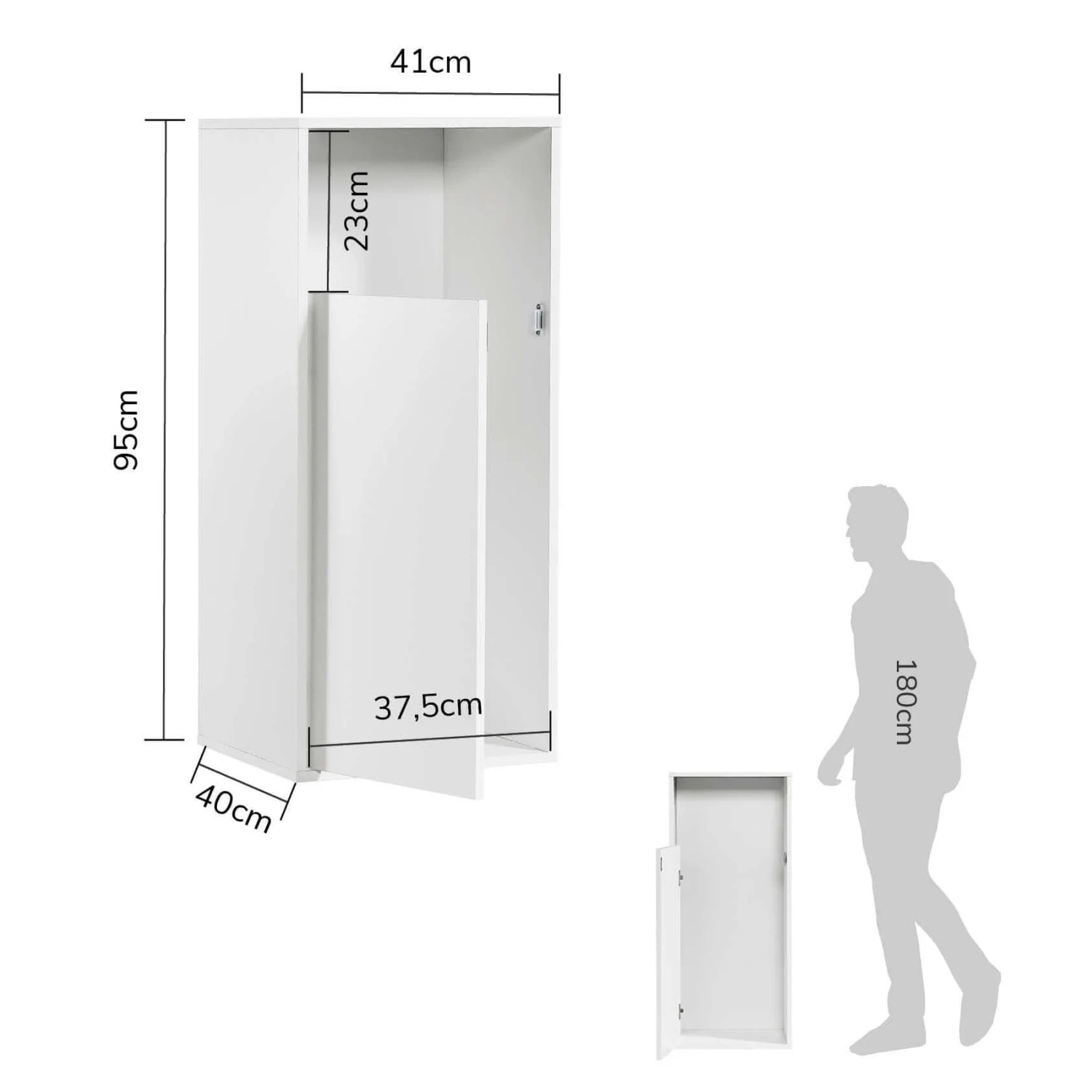Weißer mokebo Wäscheschrank "Der Wäschehüter" mit Maßen, zur Badregale & Badablagen Kategorie.
