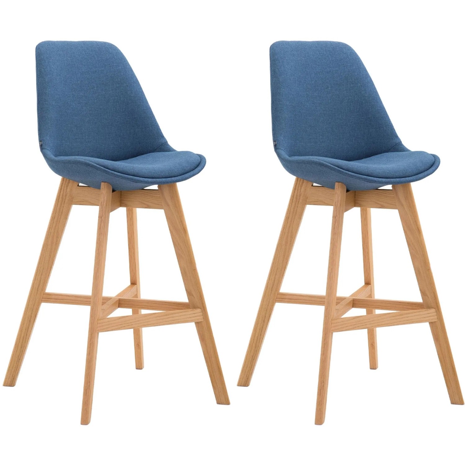 DELUKE 2er Set Barhocker DUMIR Stoff Blau 48x56x112cm Barstuhl Mit Lehne Tresenhocker Tresenstuhl