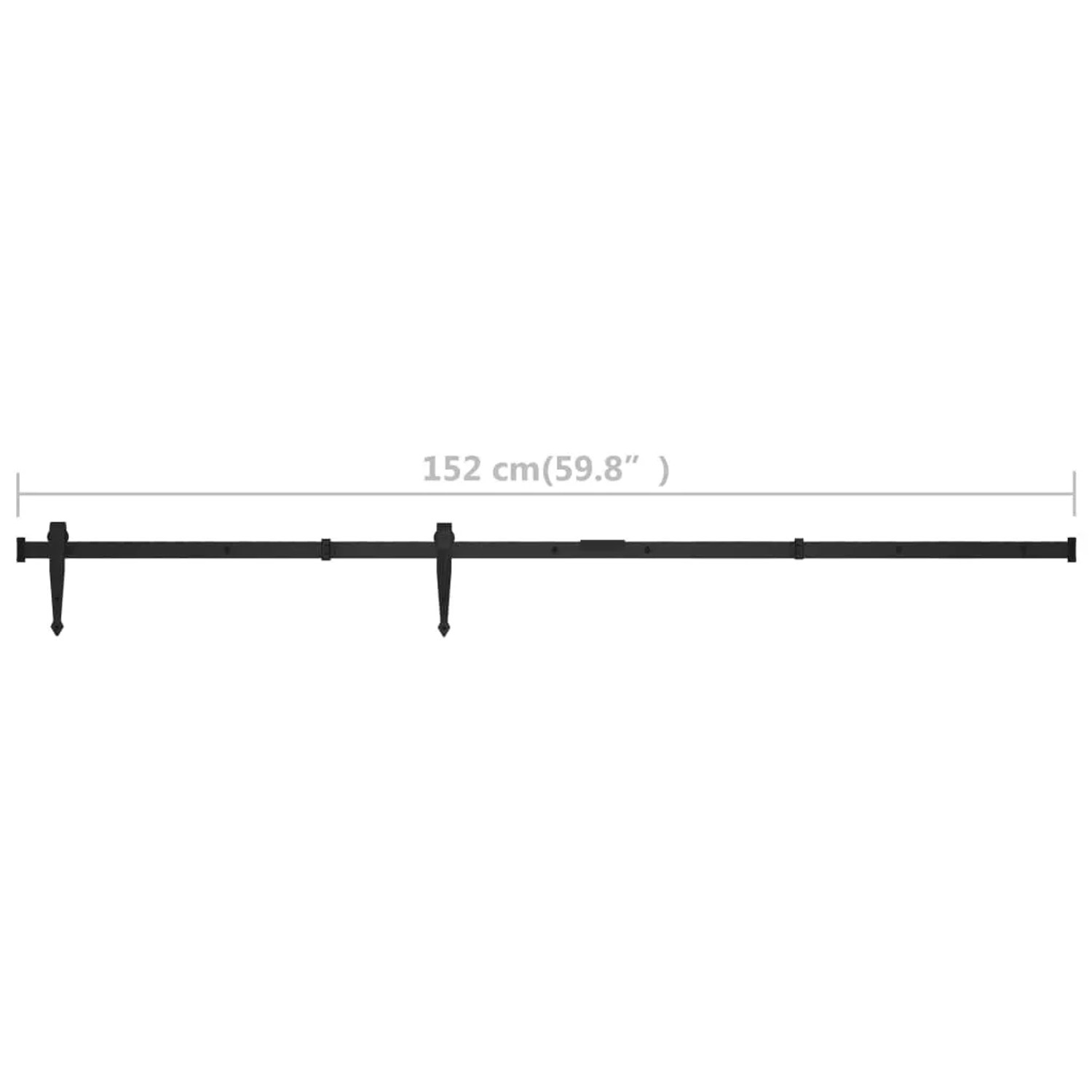 vidaXL Mini Schiebetürbeschlag Set, 152 cm, für Schranktüren, Kohlenstoffstahl, schwarz.