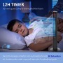 Schwarzer HOMCOM Turmventilator mit Fernbedienung neben schlafendem Kind im Bett.
