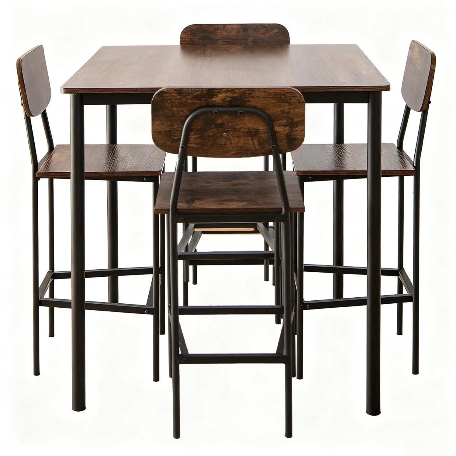 Costway Esstisch mit 4 Barhockern Bartisch Set 5-Teilig Braun günstig online kaufen