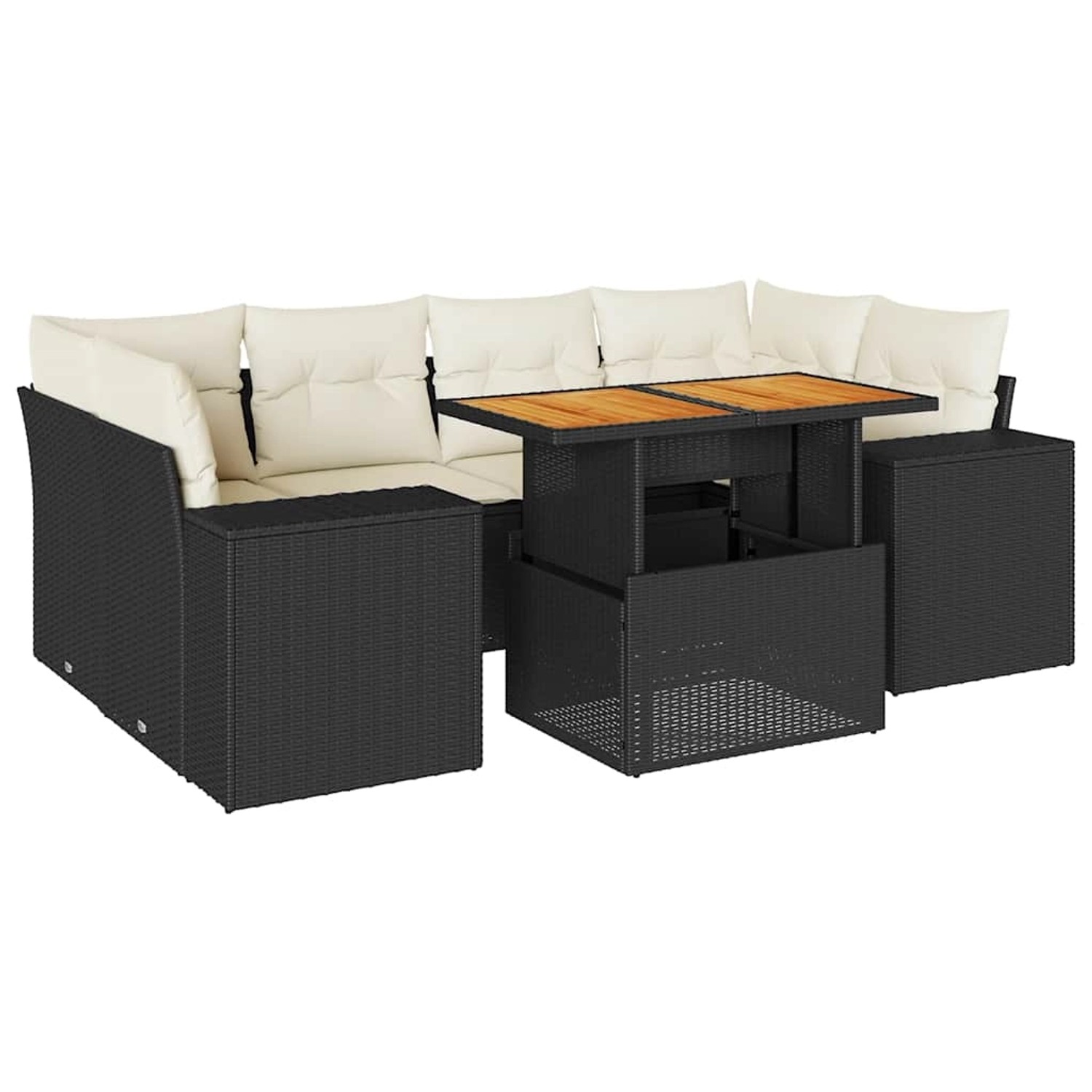 vidaXL 7-Tlg Garten-Sofagarnitur mit Kissen Schwarz Poly Rattan 3327339 günstig online kaufen