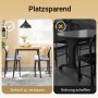 Platzsparende Essgruppe: Bartisch mit 4 Stühlen, die sich unter den Tisch schieben lassen.