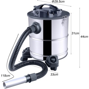 El Fuego Aschesauger aus Edelstahl, 1200 W, mit Schlauch und Auffangbehälter.