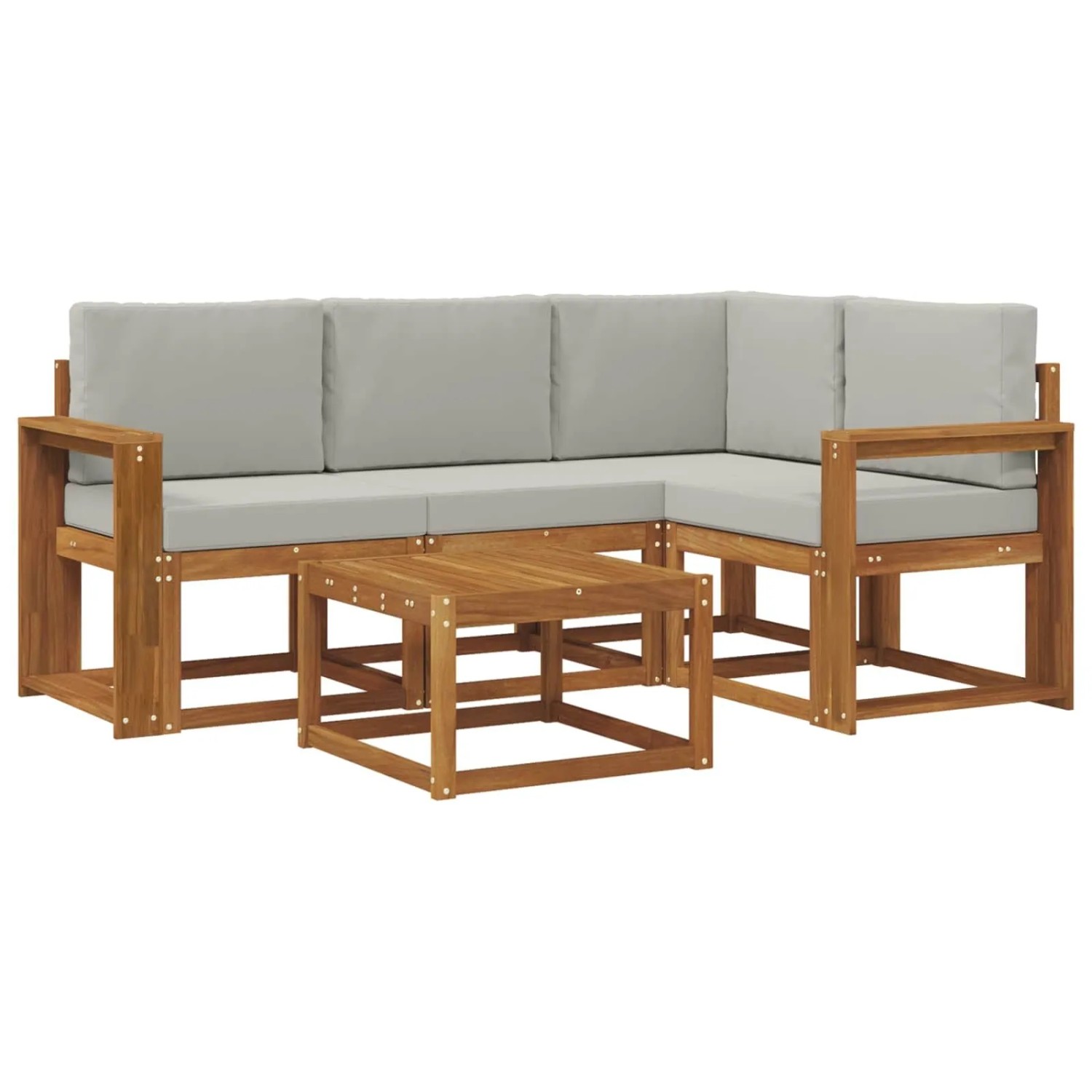 vidaXL Outdoor-Sofagarnitur mit Kissen 5 Stk Natur und Hellgrau 3366364