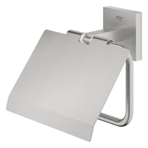 Grohe QuickFix Toilettenpapierhalter Start Cube Supersteel mit Deckel.