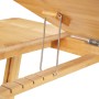 Detailansicht: Naturfarbener Songmics Laptoptisch aus Bambus mit verstellbarer Neigung.