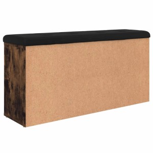 vidaXL Schuhbank in Räuchereiche mit schwarzem Sitzkissen, Möbel für Flur und Wohnzimmer.