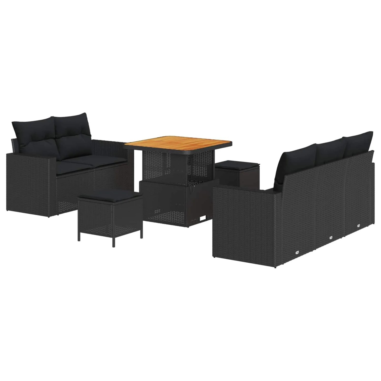 vidaXL Gartensofa-set mit Kissen 8-Tlg Schwarz Poly-Rattan 3363504 günstig online kaufen