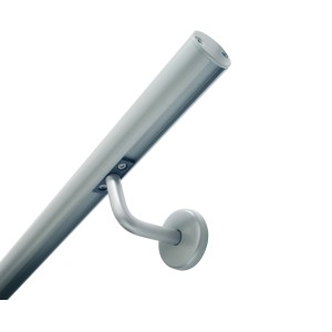 Kordo Wandhandlauf-Set aus Aluminium, grau, mit Stützen. Komplettset für den Innen- und Außenbereich.