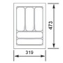 Technische Zeichnung: SOTECH Orga-Box I Besteckeinsatz, 400mm, für Blum Tandembox und ModernBox.