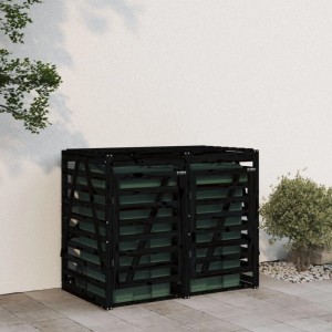 DELUKE 2er Mülltonnenbox Kiefernholz BOUMI 162x91,5x128,5cm Schwarz Mülltonnenverkleidung Für 2 Tonnen Müllbox Aus Holz