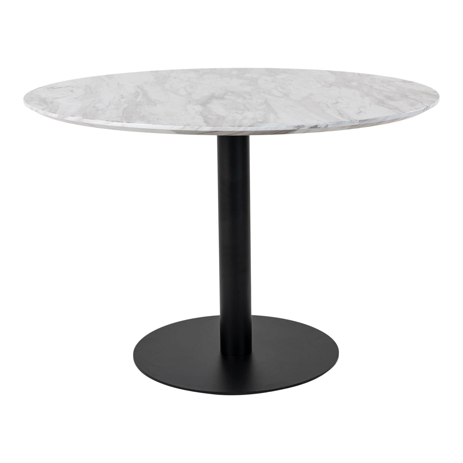 ebuy24 Bologna Esstisch Ø110 cm Marmoroptik Schwarze Beine Weiß günstig online kaufen