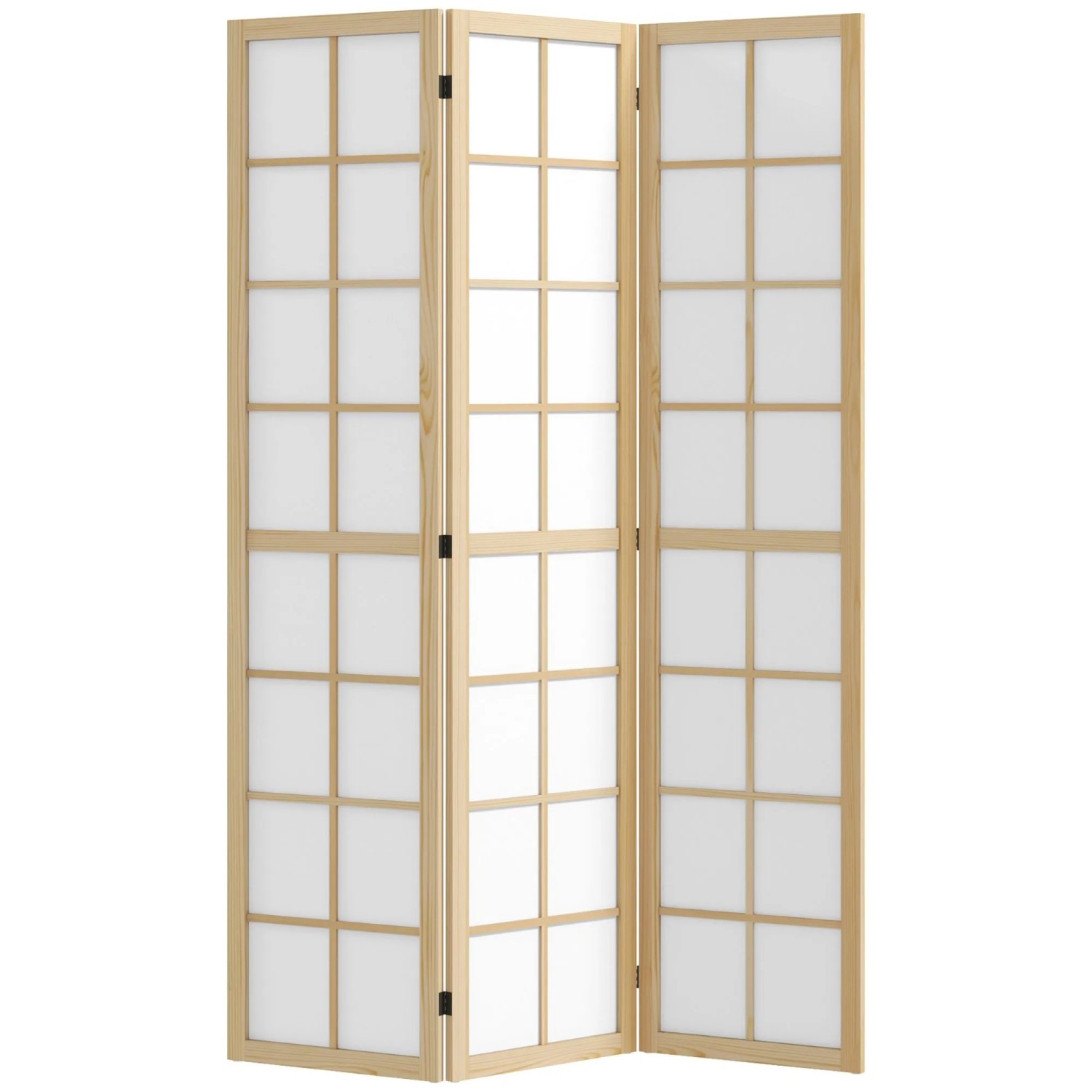 HOMCOM Paravent Kiefernholz Vliesstoff 120L x 1,7B x 170H cm Naturholz