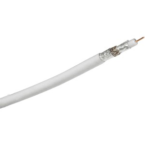 Weißes Thomson Koaxkabel (50 m, 100 dB) für Audio- und Videoübertragung.