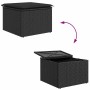 vidaXL Gartenmöbel-Set, 6-teilig, schwarz, Poly Rattan, mit Kissen. Sofa und Hocker mit Stauraumfunktion.