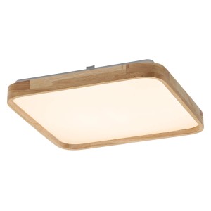 Osram LED-Deckenleuchte Orbis Alicia, quadratisch, heller Holzrahmen, warmweißes Licht, Click-Dim.