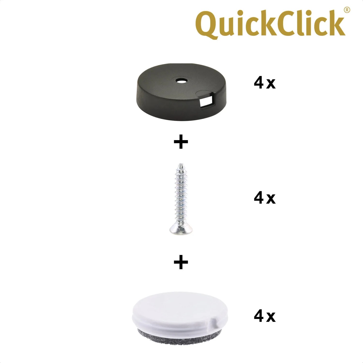 Wagner QuickClick 2in1 Duo Möbelgleiter Set, 12-teilig: Basis, Schrauben, Filz- & Kunststoffgleiter.