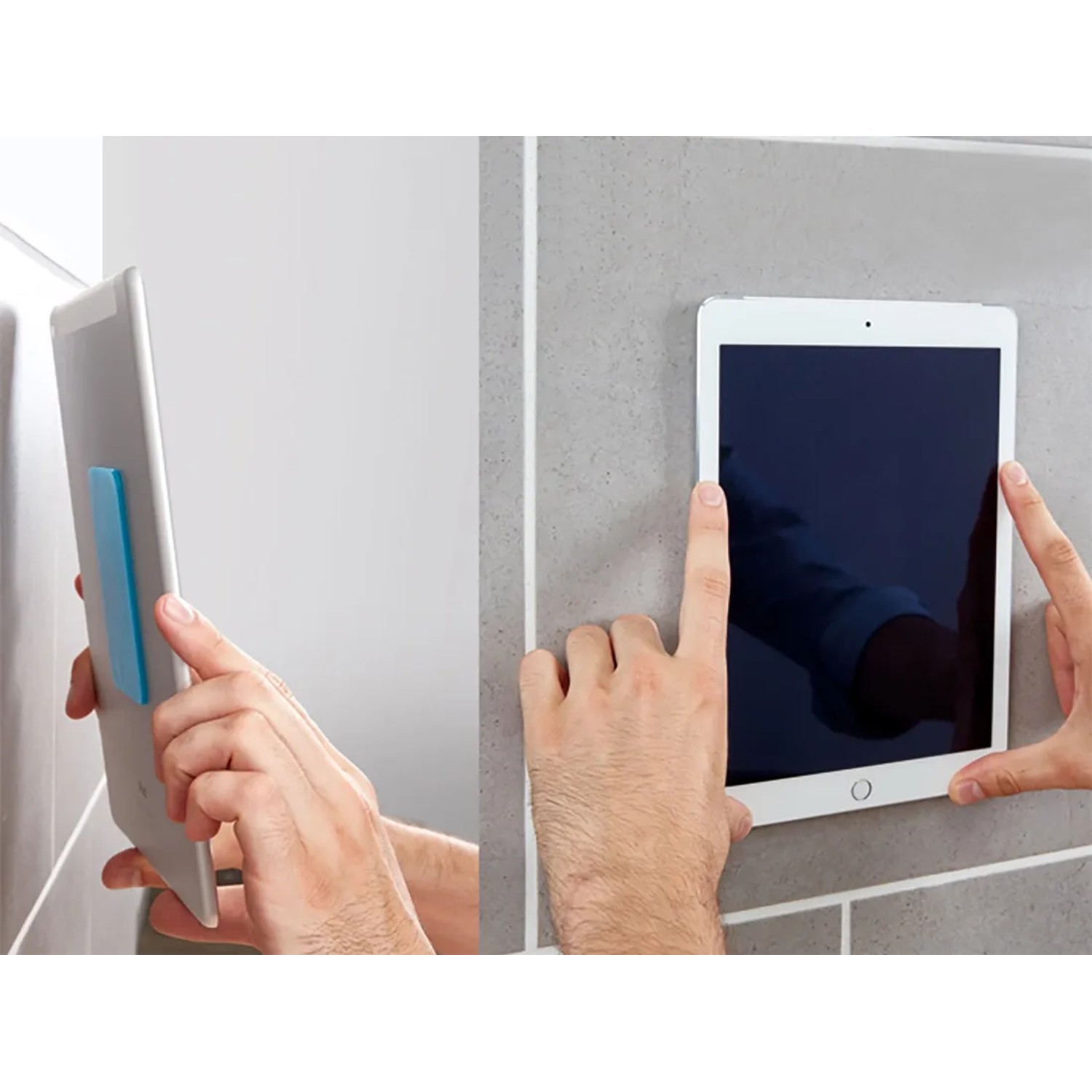 fischer Vakuum Klebepads: Tablet-Befestigung an Wandfliesen, 2er-Set selbsthaftende Pads.