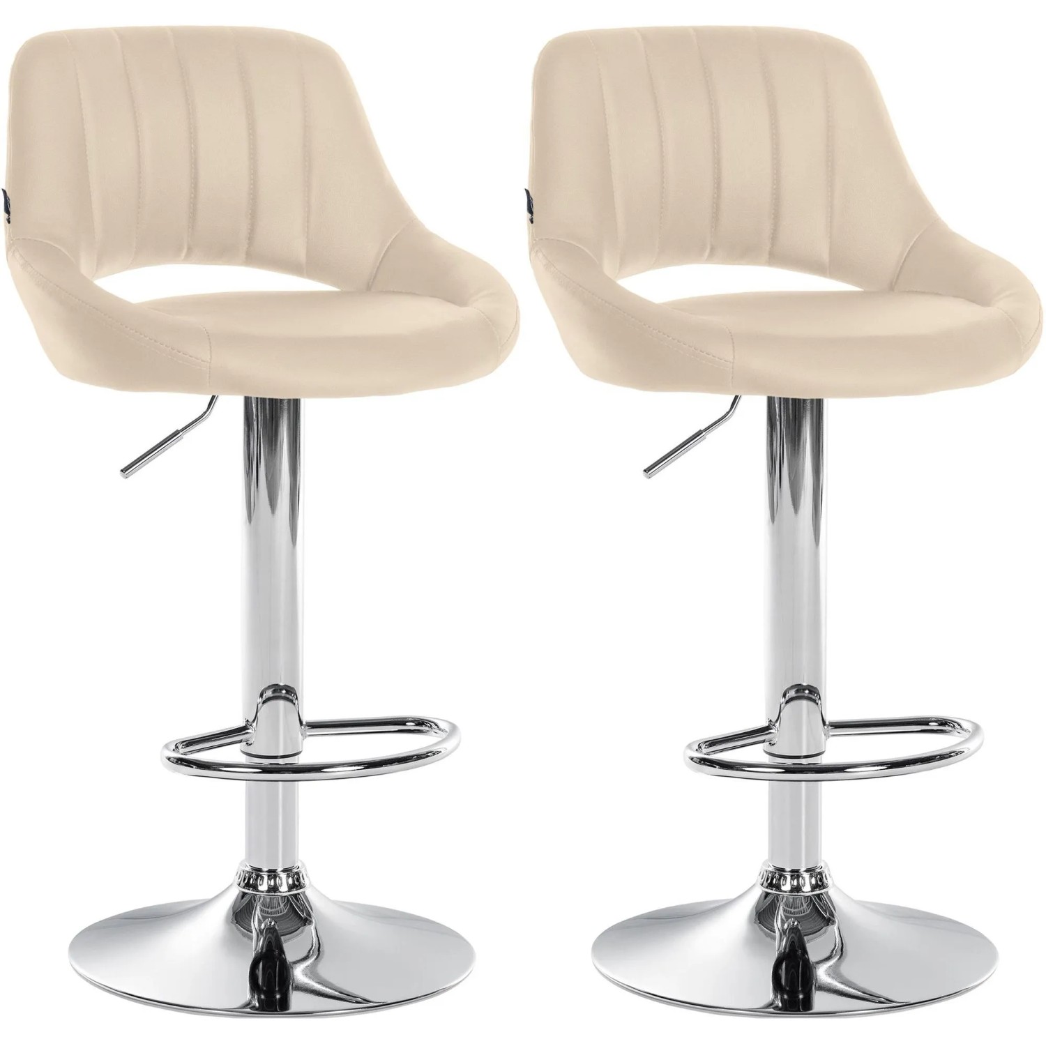 DELUKE 2er Set Barhocker SEGAD Kunstleder Creme 47x48x85cm Silber Barstuhl Höhenverstellbar Mit Lehne Drehbar Tresenhocker Tresenstuhl