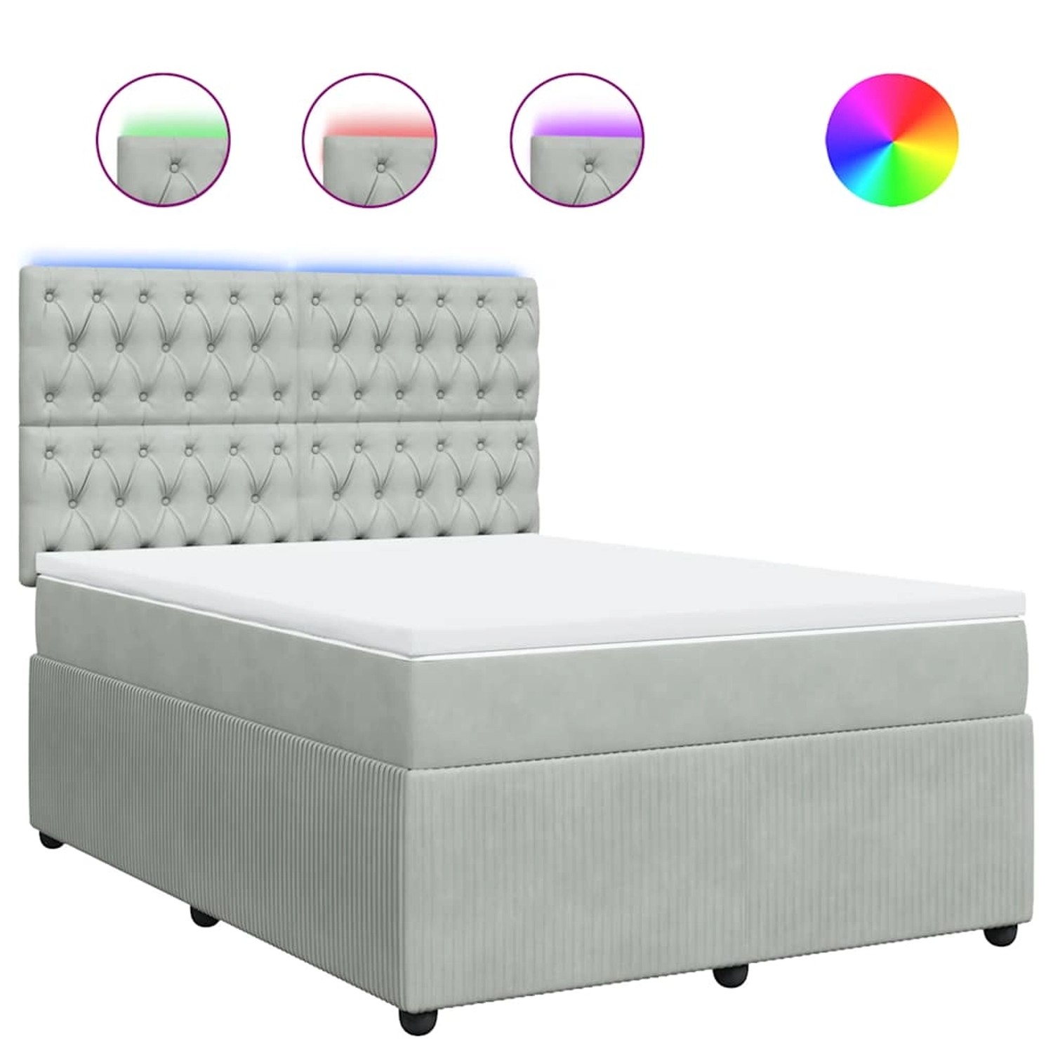 vidaXL Boxspringbett mit Matratze Hellgrau 160x200 cm Samt 3294688 günstig online kaufen
