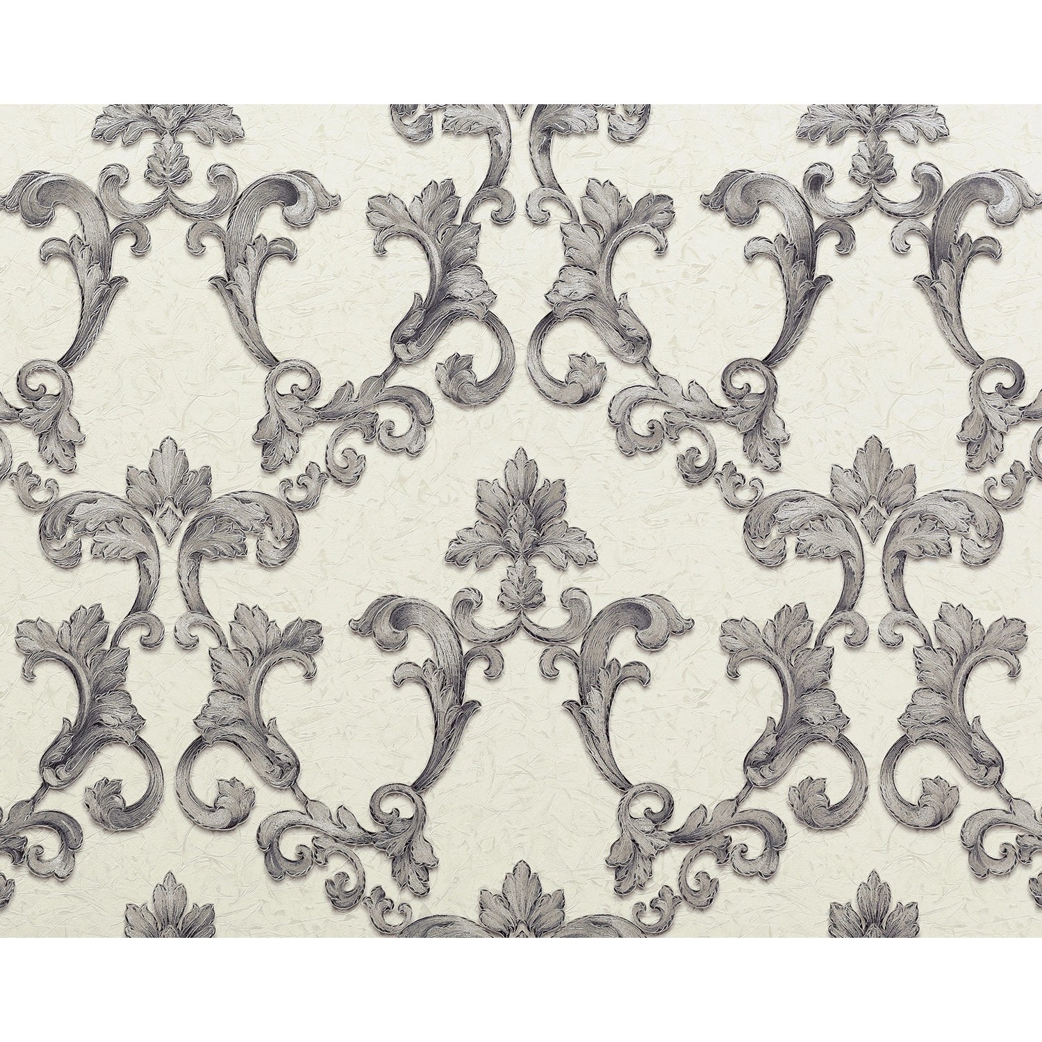 EDEM 9085-27 Barock Vliestapete Floral Schimmernd Weiß Silber Grau 1,06 m x günstig online kaufen