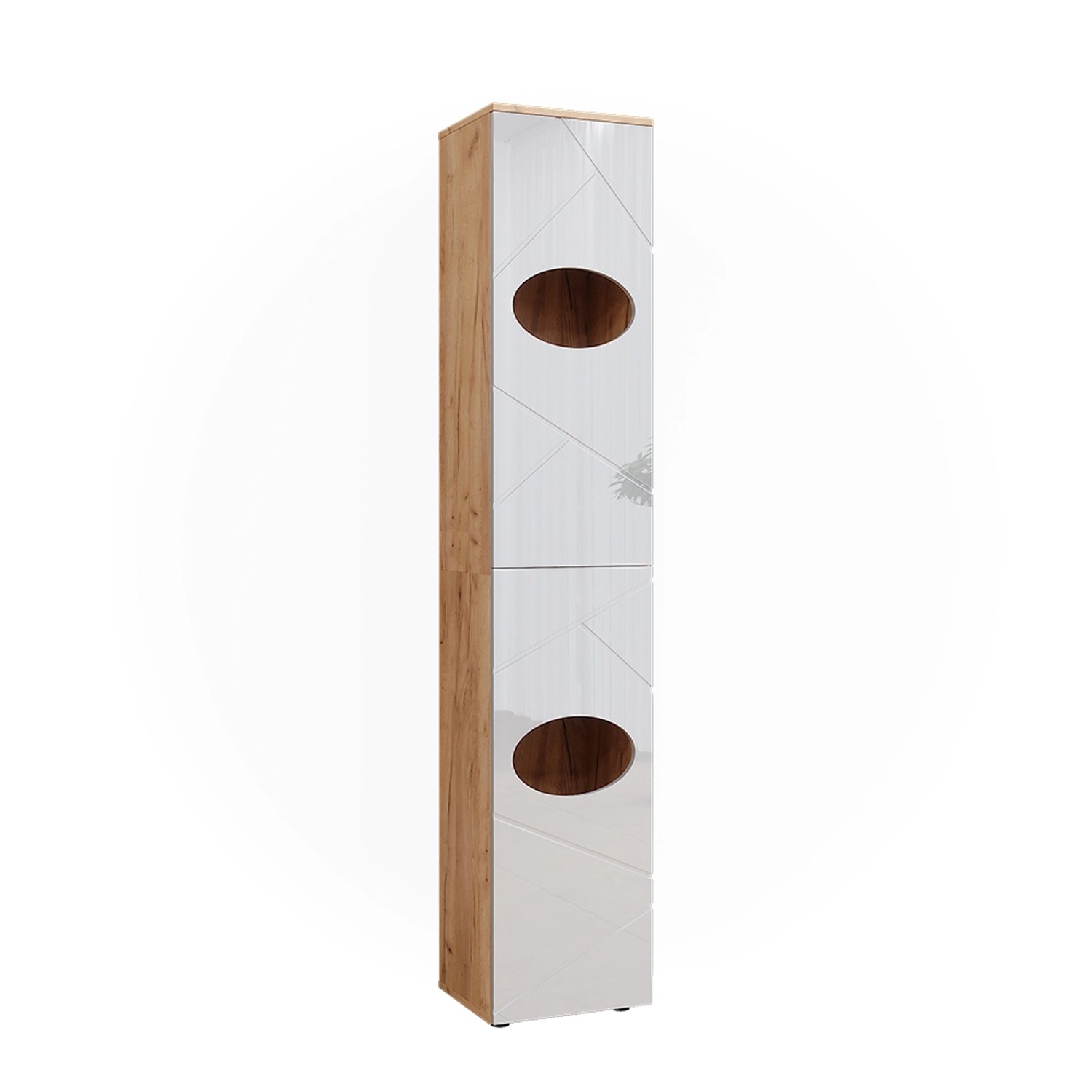 Vicco Wäscheschrank Irma Goldkraft Eiche/Weiß Hochglanz 37 x 192 cm