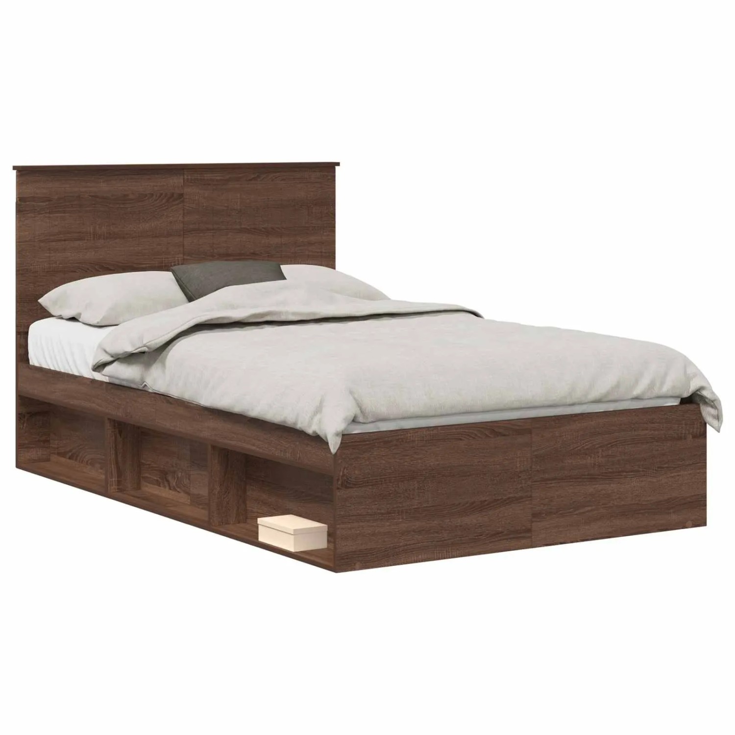vidaXL Bettrahmen Braun Eichen-Optik 120 x 190 cm Massives Kiefernholz 3411043
