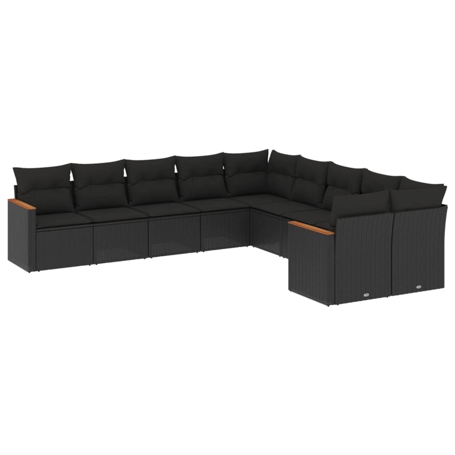 vidaXL 10-Tlg Garten-Sofagarnitur mit Kissen Schwarz Poly Rattan 3226349 günstig online kaufen