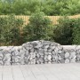vidaXL Gabionen mit Hochbogen, 15er Set, 300x50x60/80 cm, aus verzinktem Eisen, gefüllt mit Steinen.