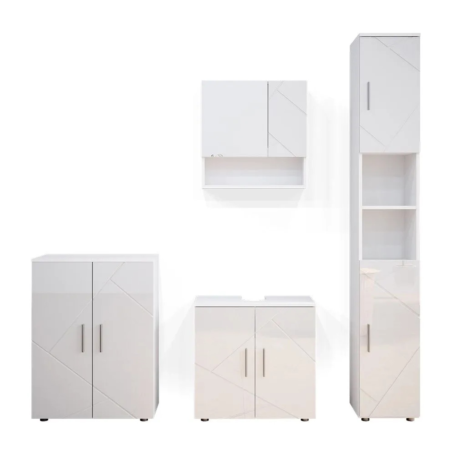 Vicco Badmöbel-Set Irma Weiß Hochglanz 60 x 59 4-teilig