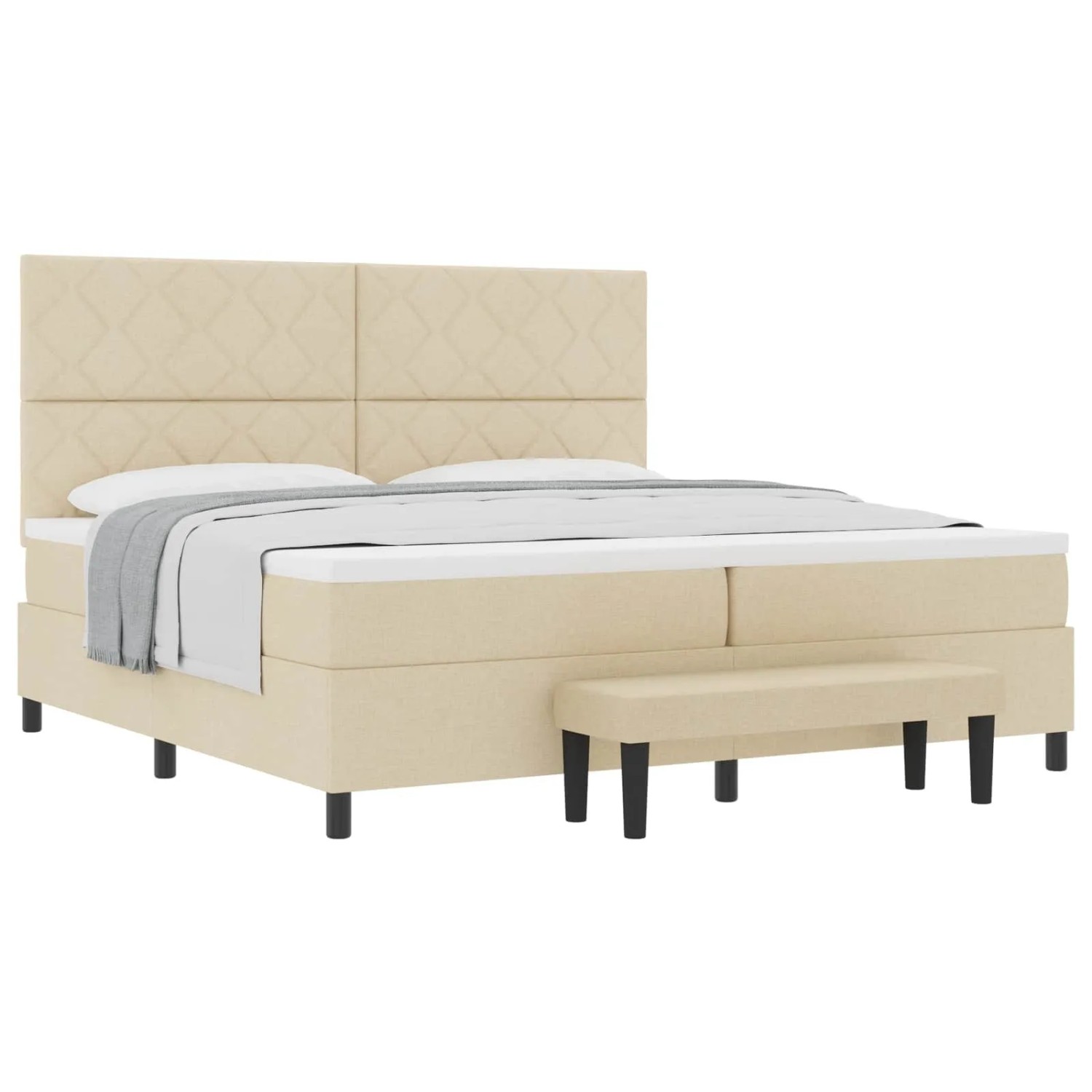 vidaXL Boxspringbett mit Matratze Creme 200 x 200 cm Stoff 3344175