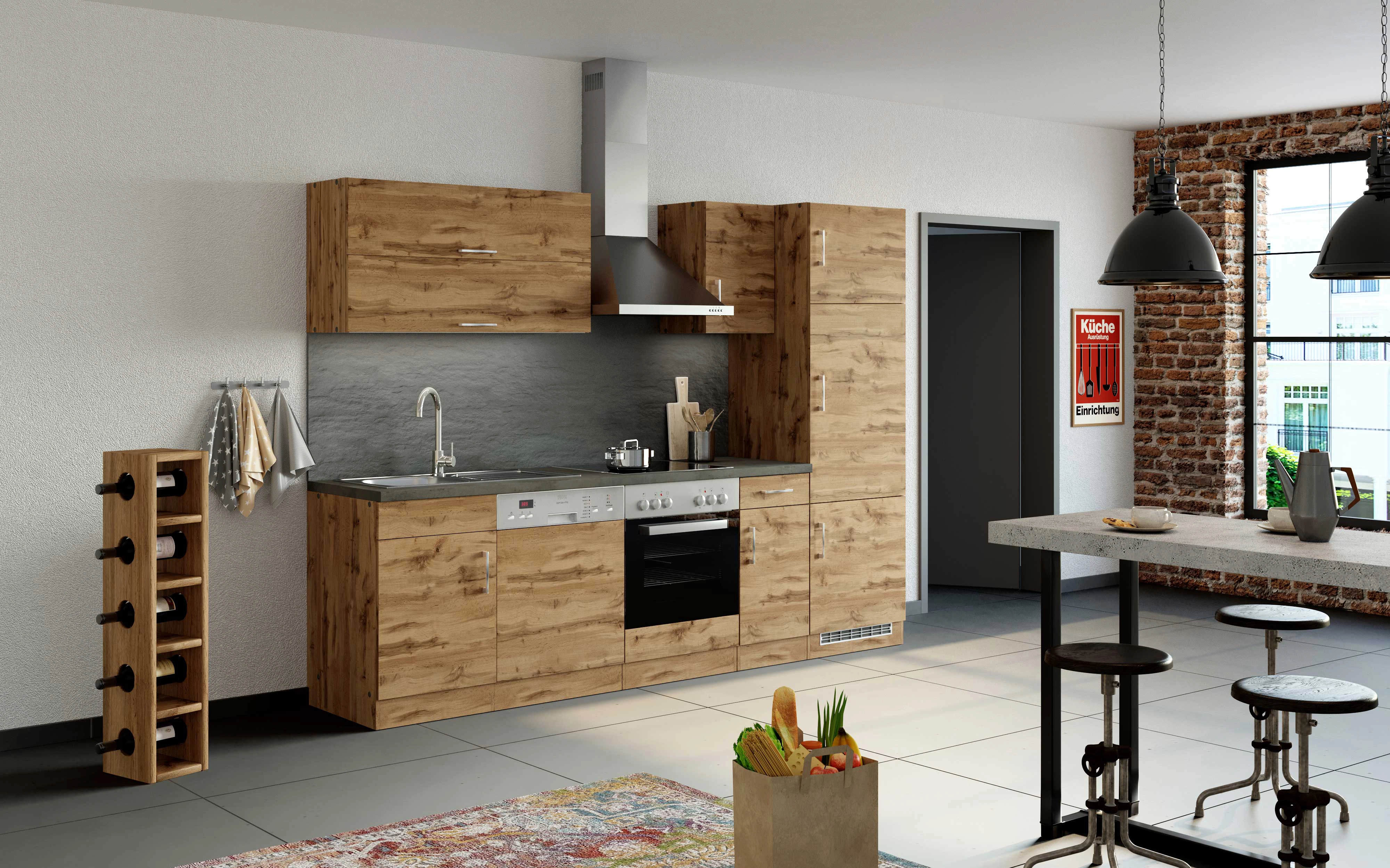 Held Möbel Küchenzeile Sorrento 270 cm Wotaneiche-Wotaneiche ohne E-Geräte  kaufen bei OBI